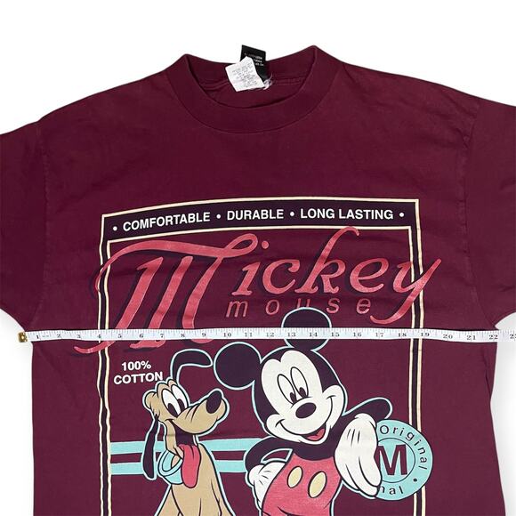 Vintage Burgundy Mickey Mouse American Classic Pluto Disney World Tshirt Size XL - Picture 5 of 6